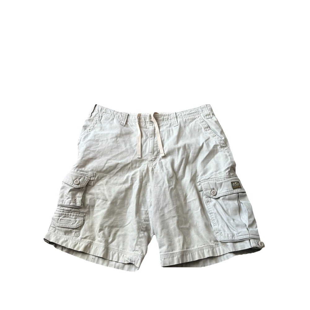 Eddie Bauer Shorts Mens 36 Beige Cargo Pockets Straps Utility Paratrooper
